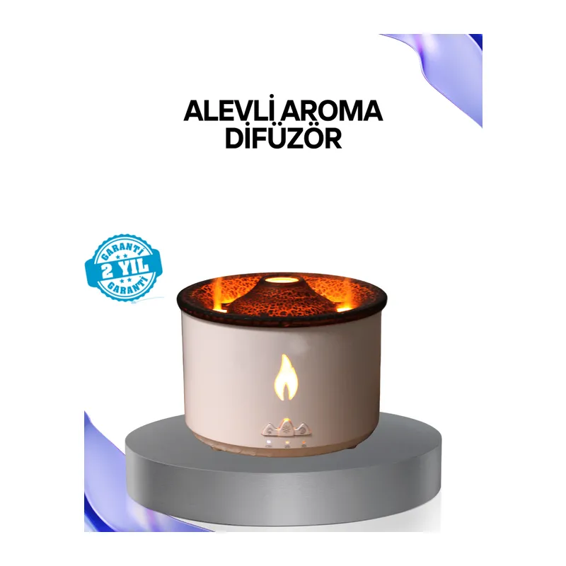 Volkan Efektli Aroma Difüzörü – Sessiz Çalışma, Otomatik Kapanma ve LED Işık