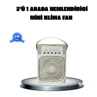Taşınabilir Mini Klima Fan 3’ü 1 Arada Soğutucu, Nemlendirici ve Gece Lambası