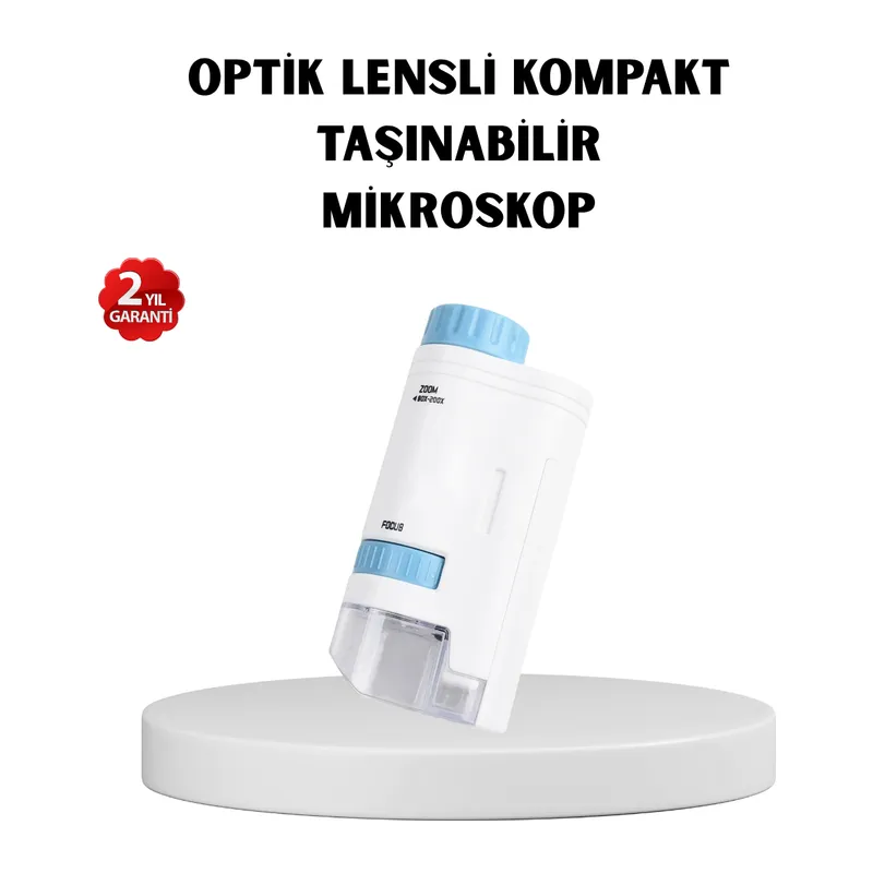 LED Işıklı Mikroskop 80X–200X Zoom Eğitici Bilim Seti ve Taşınabilir