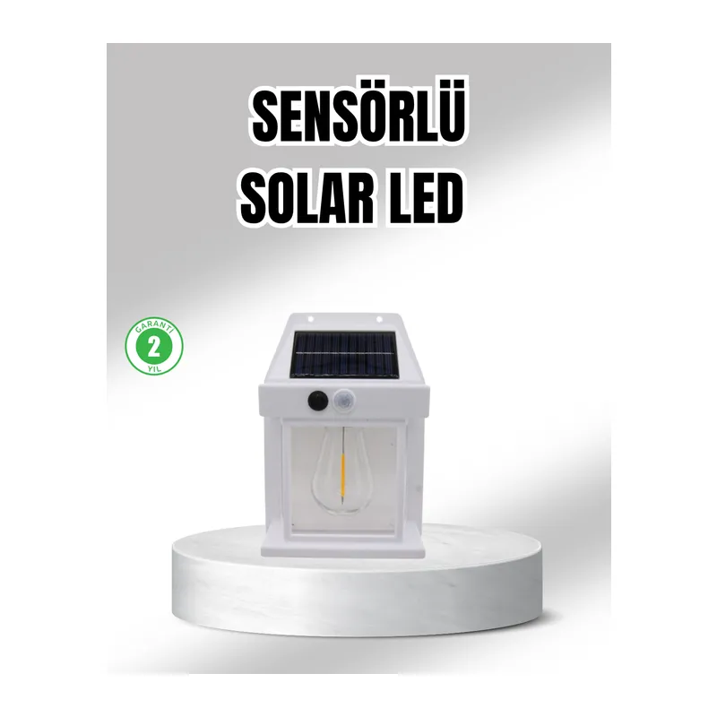 Güneş Enerjili Dış Mekan Sensörlü Duvar Lambası IP65 Su Geçirmez