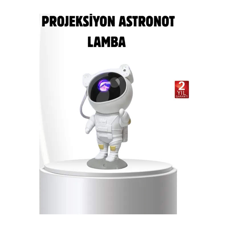 Bluetooth Müzikli Astronot Projeksiyon Lambası Yıldız ve Ay Efektli