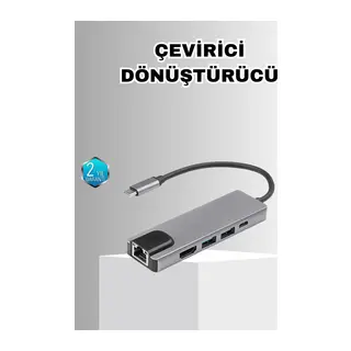 Alüminyum Kasalı MacBook USB-C Hub – 4K HDMI, USB 3.0, SD/TF Kart Girişi, PD Şarj Desteği