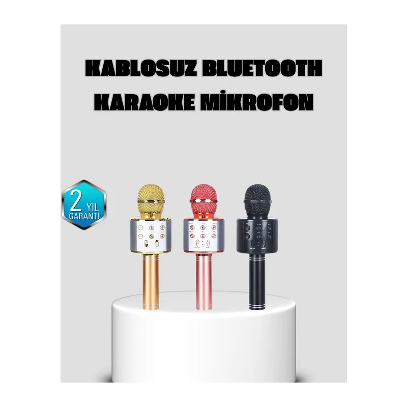 Taşınabilir Karaoke Mikrofon – Bluetooth, USB ve AUX Girişli