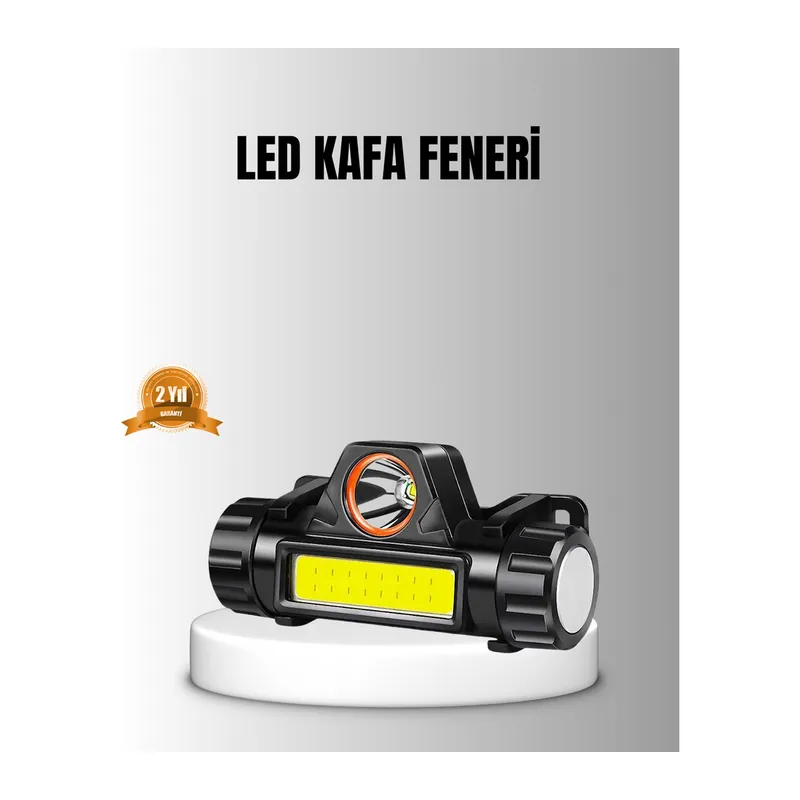 Şarjlı LED Kafa Feneri – Çift Fonksiyonlu, 200LM Işık Gücü, IP44 Suya Dayanıklı