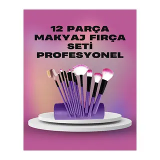12 Parça Yumuşak Kıllı Makyaj Fırçası Seti Yüz ve Göz Makyajına Uygun Profesyonel Kullanım