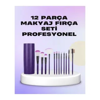 Ergonomik Saplı Fiber Kıllı 12'li Makyaj Fırça Takımı Göz ve Ten Makyajı İçin Uygun