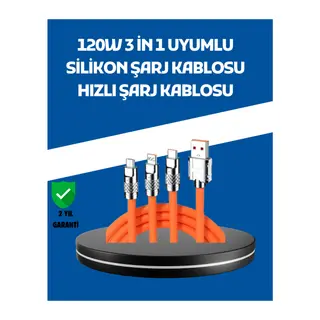120W Şarj Destekli 3’ü 1 Arada Çoklu Şarj Kablosu – 1.2 Metre