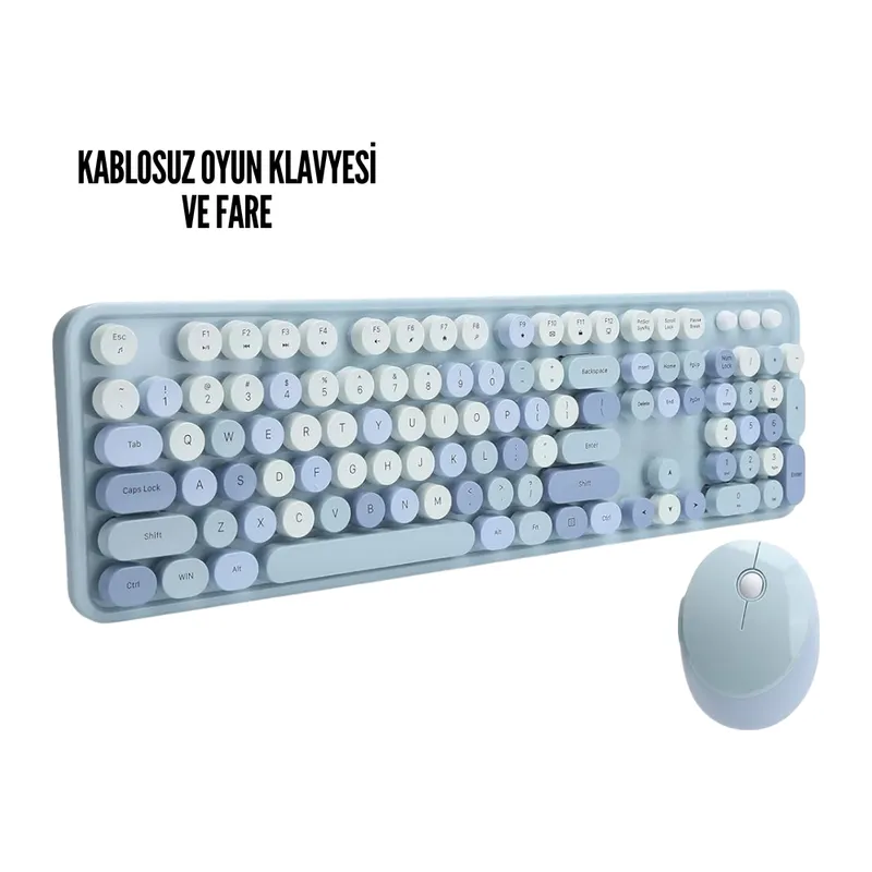 Kablosuz Klavye Mouse Seti mavi