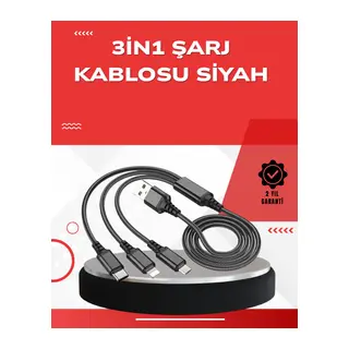 Dayanıklı Metal Başlıklı 3’ü 1 Arada Şarj Kablosu – Tüm Cihazlarla Uyumlu