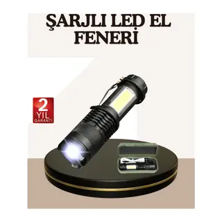 Küçük Boy Şarjlı LED El Feneri Taşınabilir Klipsli
