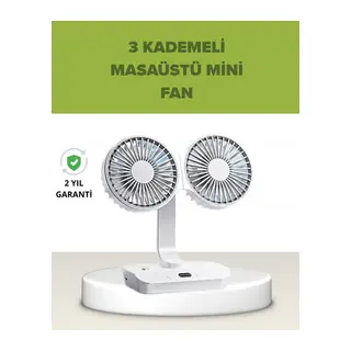 Çift Kafalı Masaüstü ve Duvar Tipi Sessiz USB Şarjlı Fan