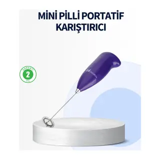 Mini Pilli Portatif Karıştırıcı – Cappuccino, Latte, Frappe ve Kahve Köpürtücü