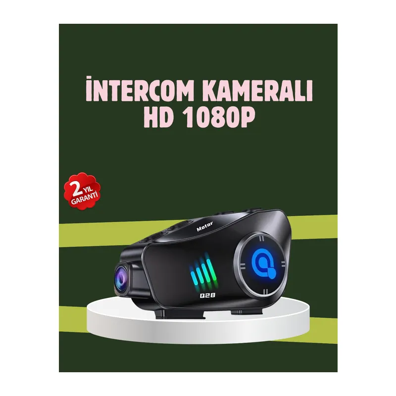 Q28 Full HD Kameralı Motosiklet Kask Kulaklığı – 45 Saat Müzik, IPX6 Su Geçirmez