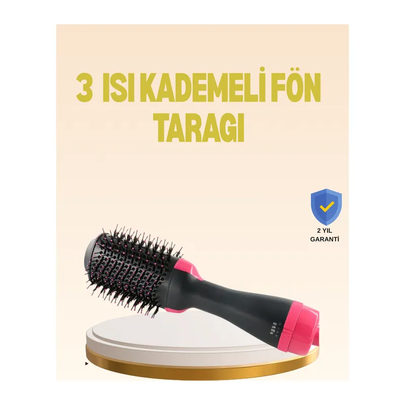 3 Isı Kademeli 1200W Saç Şekillendirme Fırçası.
