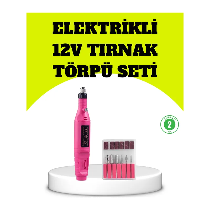 Elektrikli Manikür Pedikür Törpü Seti 6 Başlıklı