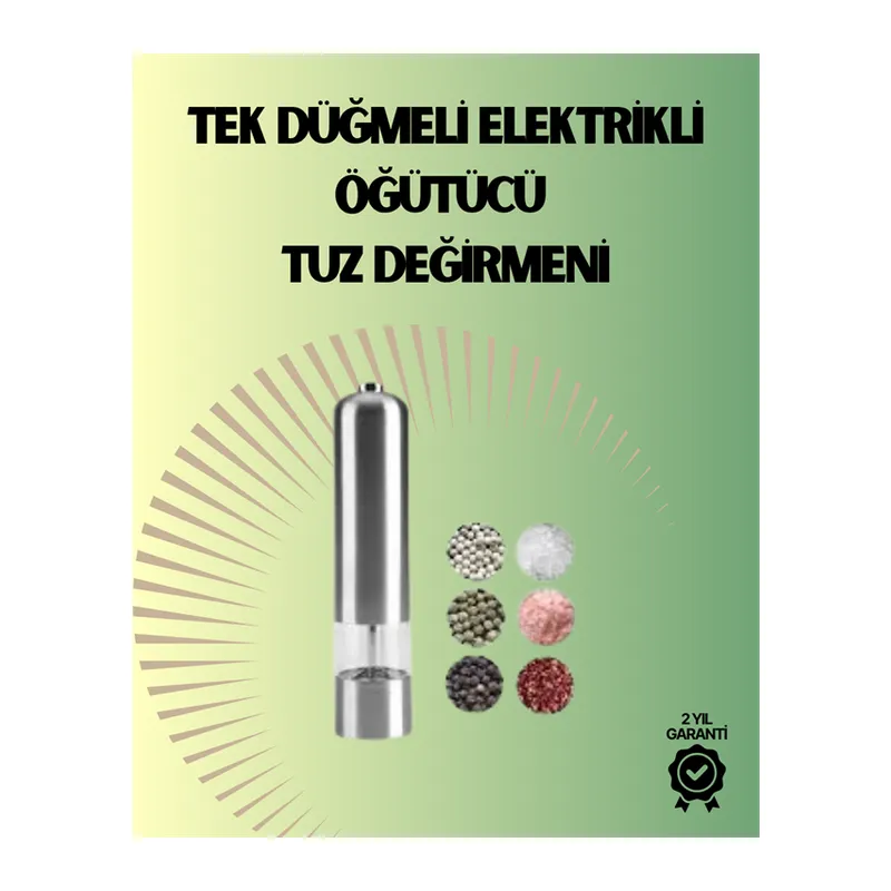 Pilli Otomatik Baharat Değirmeni Gıda Sınıfı Çelik Sessiz Öğütücü Alet