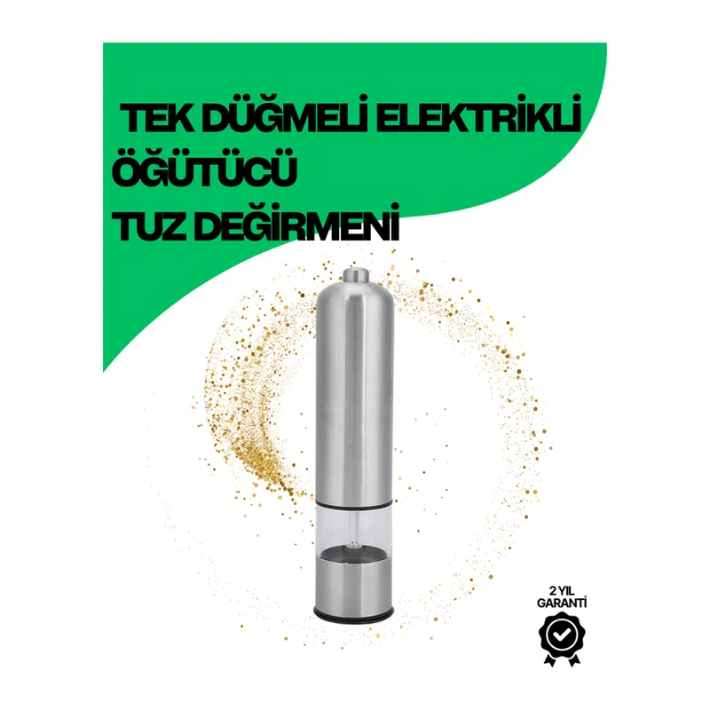 Şeffaf Hazneli Elektrikli Tuz Karabiber Öğütücü Pilli Taşınabilir Mutfak Aleti