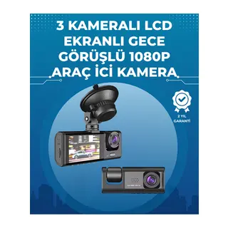 Gece Görüşlü 3'lü Araç Kamerası – Geri Görüş Destekli, 170° Geniş Açı