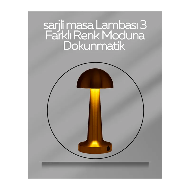 USB Şarjlı Dokunmatik LED Masa Lambası – 3 Renk Modu & Dimmer