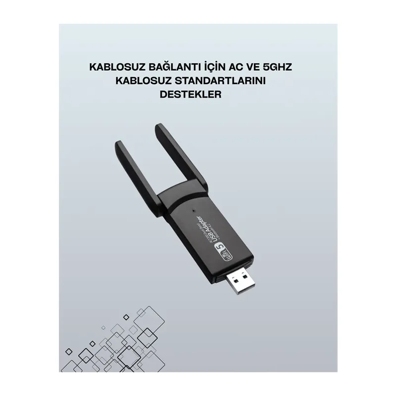 Tak-Çalıştır Özellikli Çift Bant WiFi Adaptör – 1200 Mbps