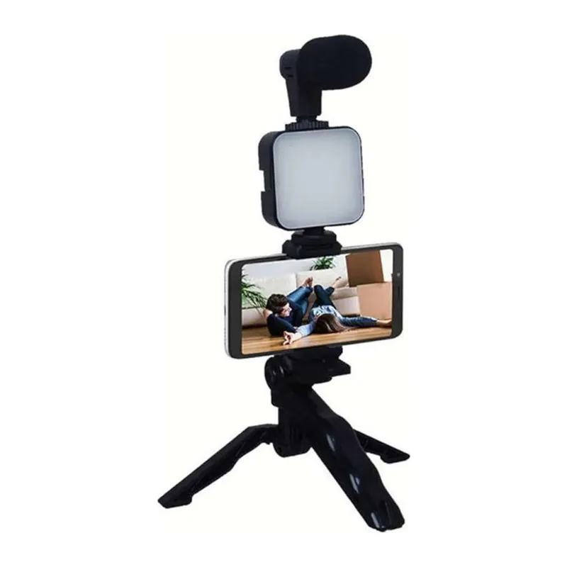 Telefon Tutucu Mikrofonlu Işıklı Youtuber Video Kayıt