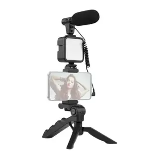 Tripod Telefon Tutucu Kumandalı Mikrofon Led Işık Vlog Video Kayıt