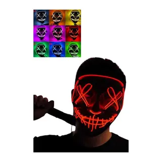 Led Işıklı Neon Maske Cadılar Bayramı Maskesi Korkunç Korku Maskesi