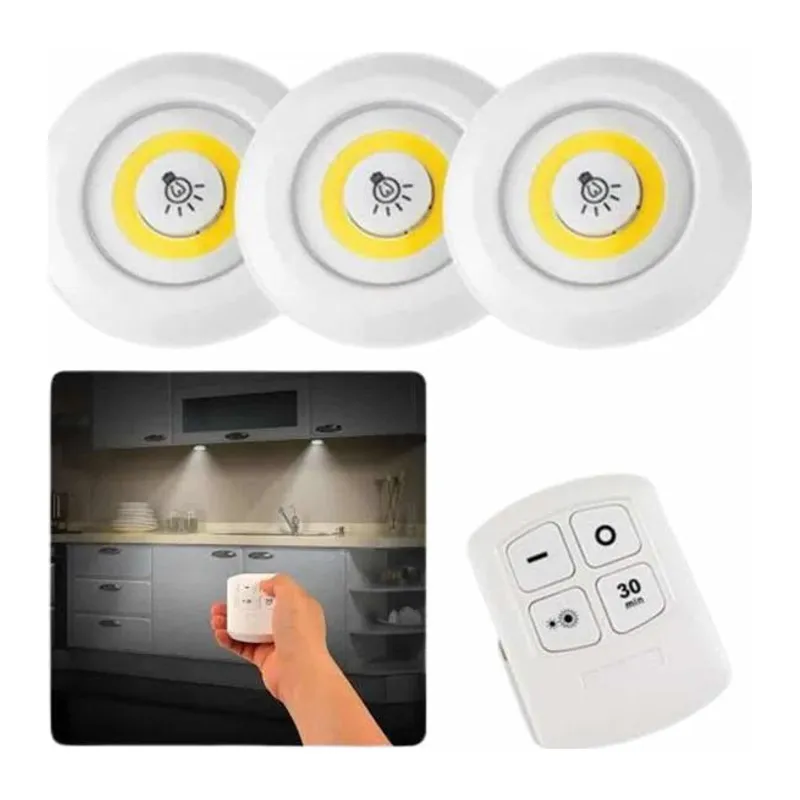 Dolap Işığı Mutfak Rafı Işığı Uzaktan Kumandalı 3 Lü Spot Led Lamba