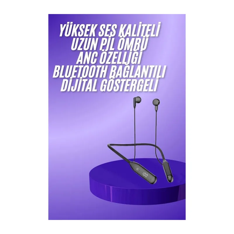 Boyun Bantlı Kablolu Yüksek Ses Kaliteli Bluetooth Kulaklık Uzun Pil Ömrü