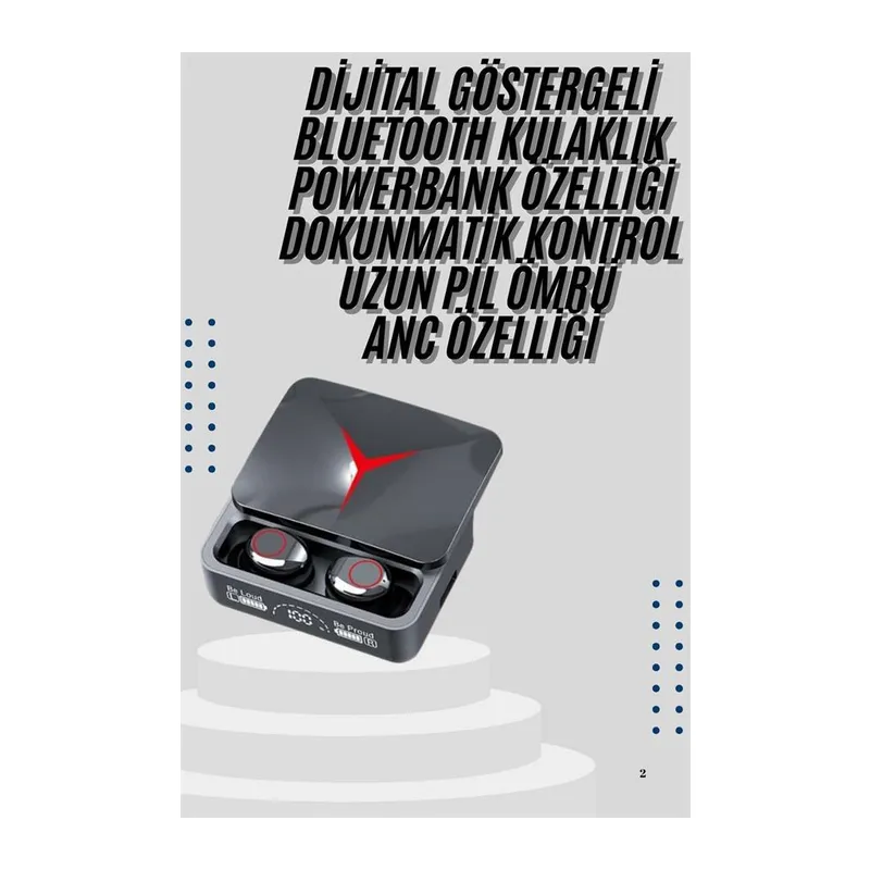 Kablosuz Bluetooth Kulaklık Powerbank Özellikli Göstergeli Hd Mikrofon