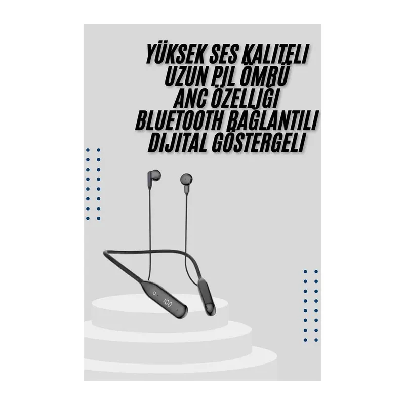 Kablolu Kulak İçi Bluetooth Kulaklık 60 Saat ANC Özellikli Boyun Bantlı