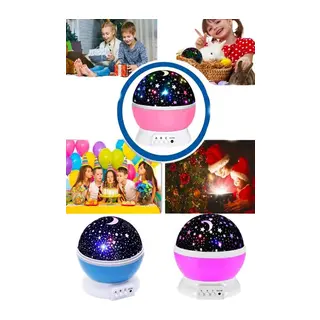 Renkli Yıldızlı Gökyüzü Projeksiyon Gece Lambası Pilli ve USB Kablolu