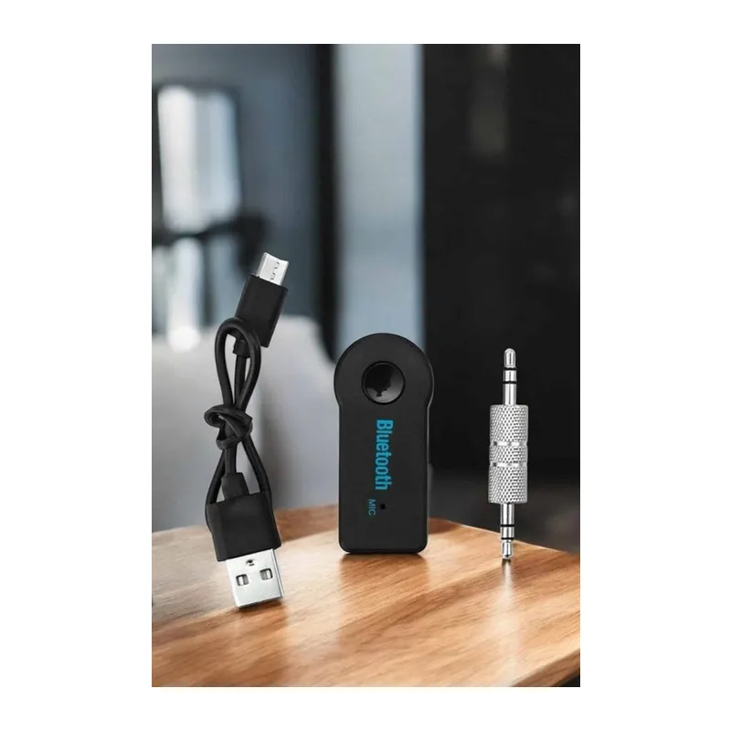 Kablosuz Bluetooth Aux Araç Kiti Siyah Hafıza Kartlı