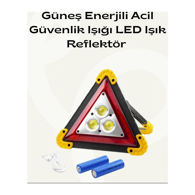 Solar Şarjlı Üçgen LED Park ve İkaz Lambası