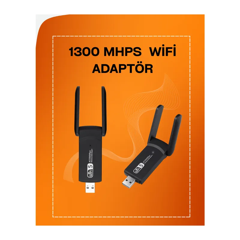 Tak-Çalıştır Özellikli Çift Bant WiFi Adaptör – 1200 Mbps