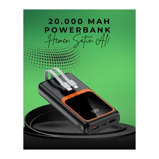 20000 mAh Taşınabilir Powerbank | Çok Kablolu, Hızlı Şarj Destekli (22.5W)