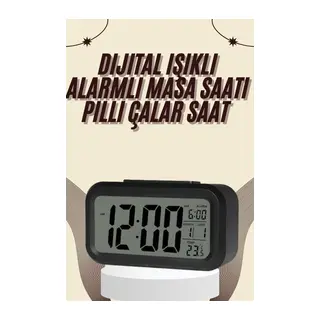 Dijital Masa Saati Termometreli Takvim Çalar Saat Led Ekran Pilli