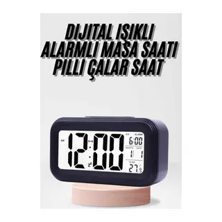 Dijital Işıklı Alarmlı Çalışma Masası Ekran Pilli Çalar Saat