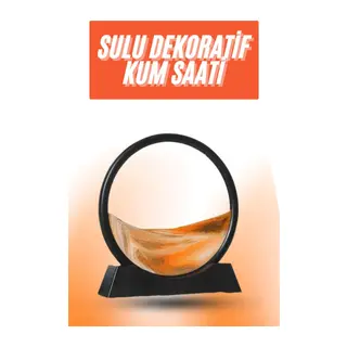 3D LED Işıklı Kum Saati Gece Lambası Hareketli Sulu Kum Saati Orta Boy