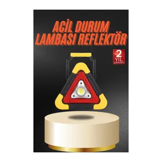 Işıklı İkaz Lambası Reflektör Şarjlı Işıklı Üçgen LED Acil Durum Feneri