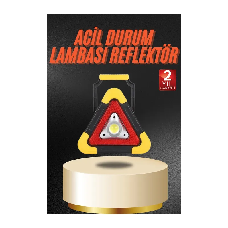 Işıklı İkaz Lambası Reflektör Şarjlı Işıklı Üçgen LED Acil Durum Feneri