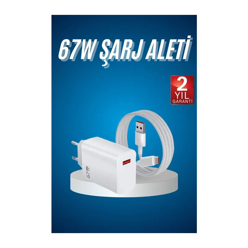 Hızlı Şarj Aleti Adaptörü Kablo Seti 67W Uzun Ömürlü Beyaz