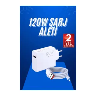 120 Watt Turbo Hızlı Şarj Aleti Seti Hızlı Şarj Adaptörü Beyaz