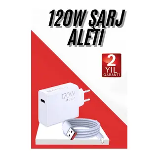 120W Şarj Aleti Hızlı Çift Turbo Şarj Aleti Seti Beyaz