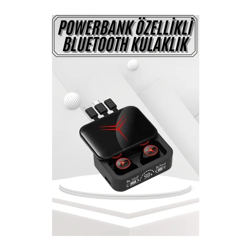 Kablosuz Bluetooth Kulaklık Powerbank Özellikli Göstergeli Hd Mikrofon