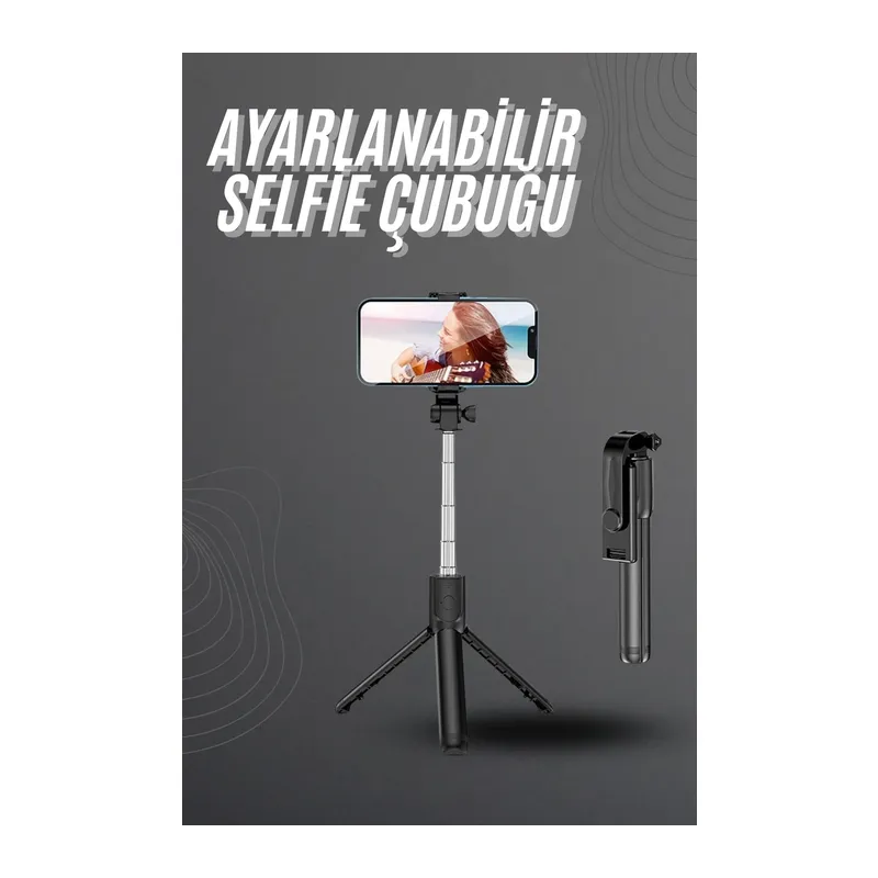 Selfie Çubuğu Tripod Bluetooth Kumandalı Selfie Çubuğu Telefon Tutucu