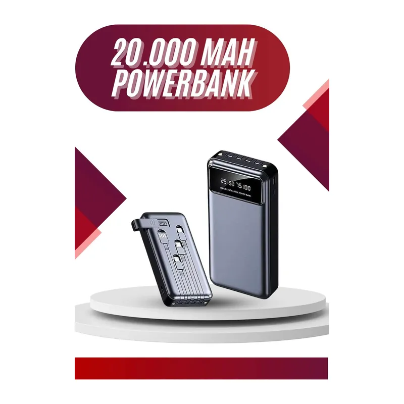 4 Çıkışlı 20.000 Mah Powerbank Uzun Pil Ömürlü Taşınabilir