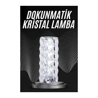 Kristal Lamba Masa Lambası Şarjlı Masa Lambası Dokunmatik Sensör Usb Şarjlı