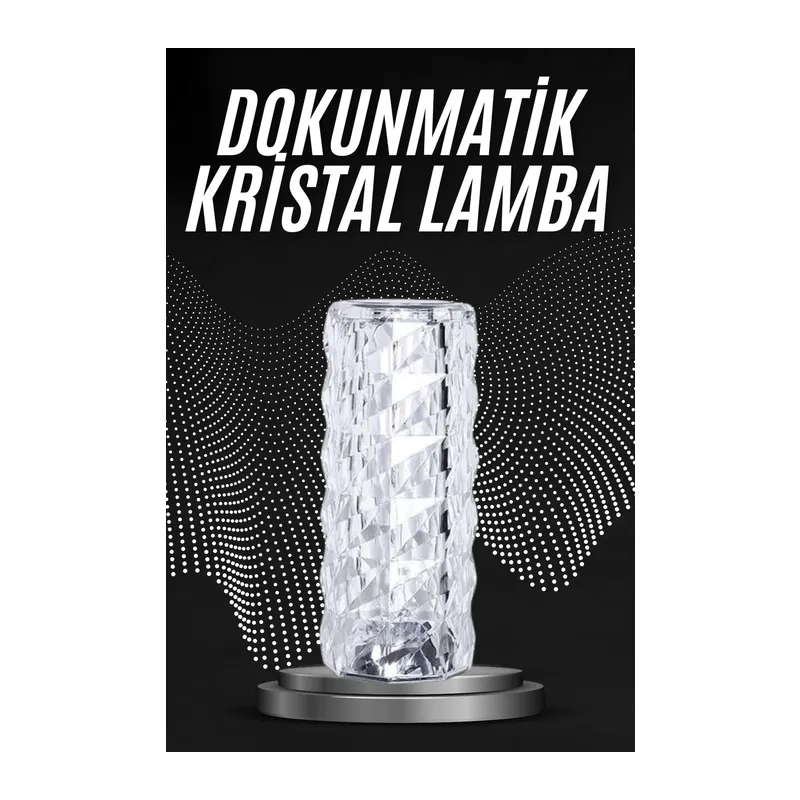 Kristal Lamba Masa Lambası Şarjlı Masa Lambası Dokunmatik Sensör Usb Şarjlı