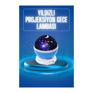Yıldızlı Gece Lambası Mor Projeksiyon Görünümlü Masa Lambası Renk Değiştirebilen